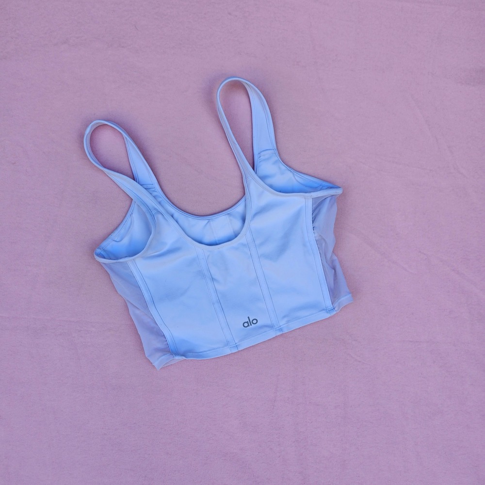 ALO Yoga Lavish Bra Corset Top WHITE Athletic Workout Activewear